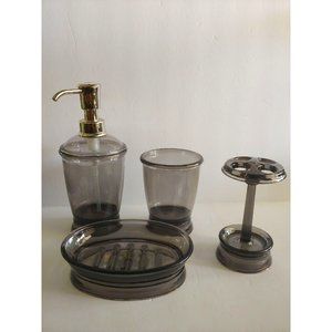 3pc Smoke Bathroom Collection by Inter Design  Cup, Soap Dish & Soap Dispenser